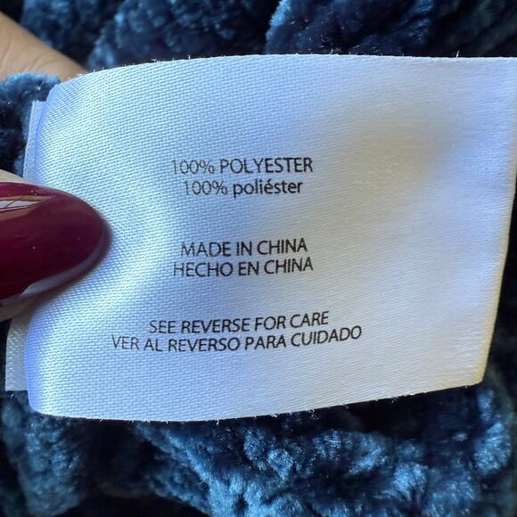 Orvis Chenille Velvet Chunky Sweater Royal Blue Women XL Cozy Rib Knit Winter - Picture 6 of 8